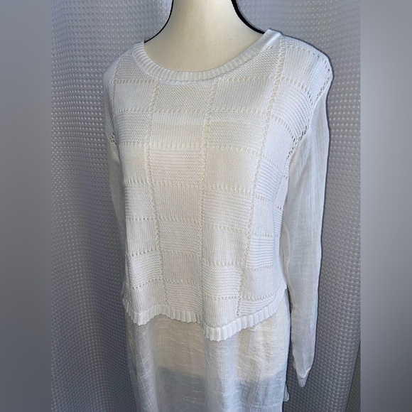 Women’s Simply Couture white boho knit sweater vest with Tunic lining sz medium - Picture 4 of 11